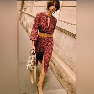 Sezane Alix dress burgundy floral XS